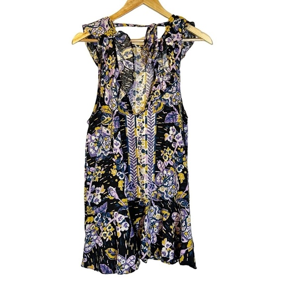 Free People Summer in Tulum Linen Blend Art to Wear Tunic Top Cottagecore Boho - Picture 3 of 7